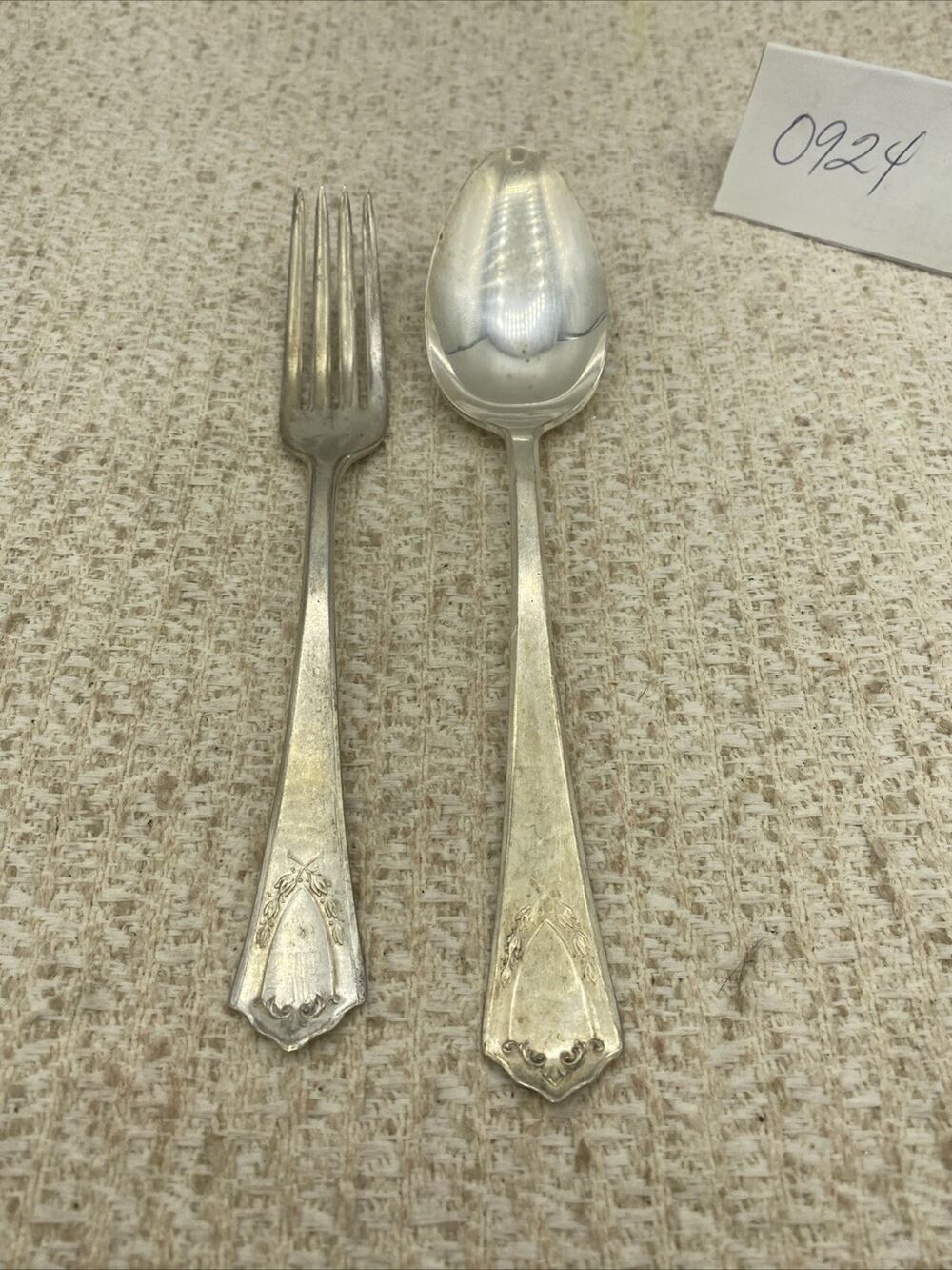 ARION Silverplate JEWELL Pattern Silverplate 8.25” SERVING SPOON & FORK 6.5”